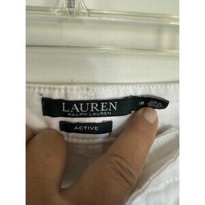 Lauren Ralph Lauren Active W Size 16 White Bermuda Shorts Stretch Casual Vacatio